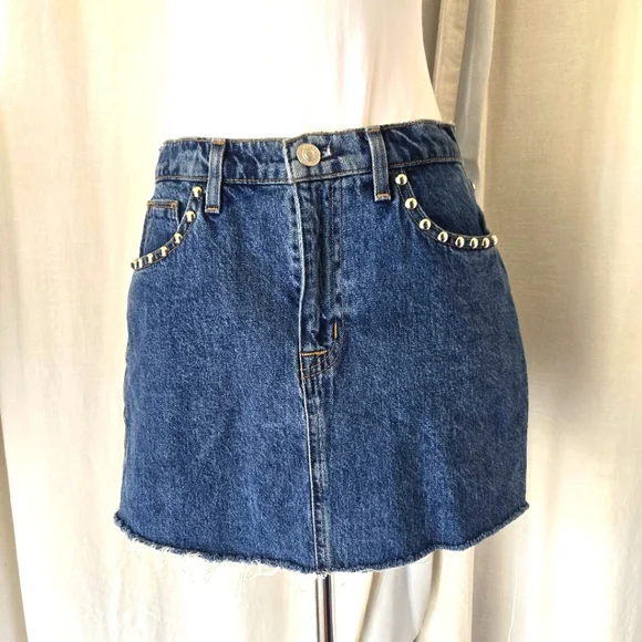 Hudson- The Viper Skirt- Studded Denim Skirt - Picture 1 of 3
